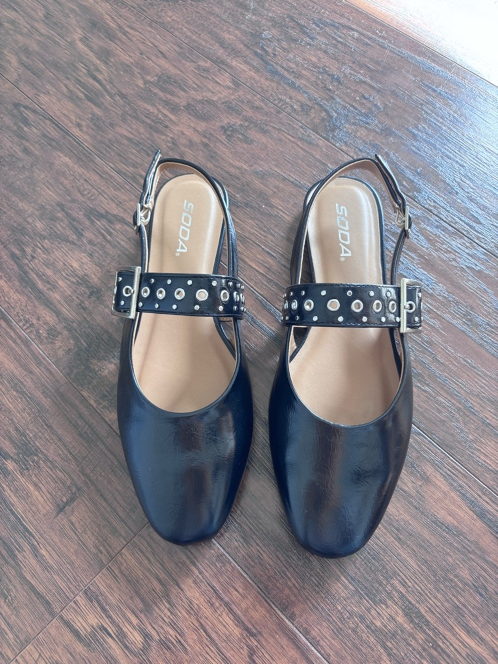 Black Studded Slingback Mules